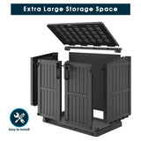 LHBGO Light Gray Outdoor Resin Storage Shed 36 Cu. Ft. Garden Horizontal Storage Extra Large Capacity Weather Resistant Storage Box, Lockable Resin Waterproof Shed for Garbage Cans, Garden Tools LHBGO