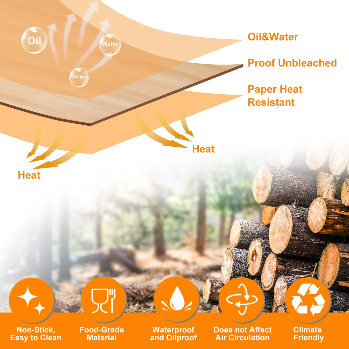 Air Fryer Disposable Liners ， Air Fryer Liners Rectangle 8.6x 5.5'', Air fryer Parchment Paper Liners, Air Fryer Accessories Baking Paper (100) MooManGoo