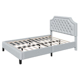 DWVO Full Bed Frame with Headboard, Grey Linen Upholstered Platform Bed Frame with Adjustable Nail Headboard, 12'' Under-Bed Storage Low Profile Bed Frame No Box Spring Needed Hold up to 800lbs DWVO