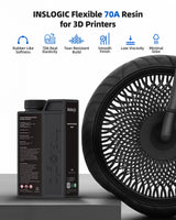 Inslogic Flexible 70A Resin 3D Printer Resin, 1KG 3D Printing Resin for Printing Soft and Flexible Items, Bendable and Not Brittle, Fast Curing 405nm UV Photopolymer Resin, 1KG Black Inslogic