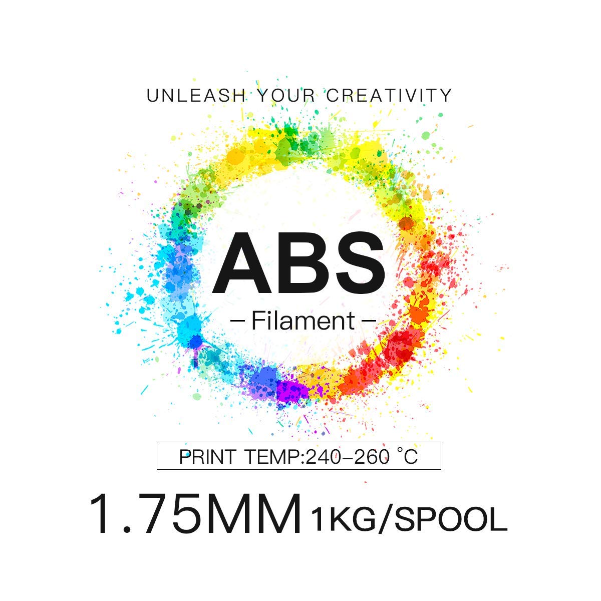 INLAND ABS Filament 1.75mm, ABS 3D Printing Filament, Dimensional Accuracy +/- 0.03 mm - 1kg Cardboard Spool (2.2 lbs) - Heat Resistant Black ABS Filament INLAND