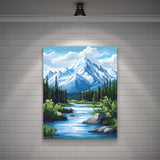 WUIVCTR Denali Mountain Paint by Number for Adults, Alaska Nature Scenery Acrylic Canvas Paint by Number Kits for Gift, Home Wall Pictures Decor Snow Mountains Tree Lake Landscape (16x20inch) WUIVCTR