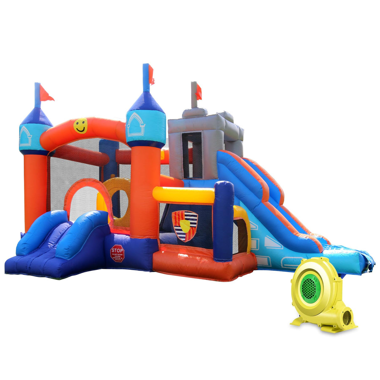 Commercial Grade Bounce House for Big Kids 5-12, 100% PVC Inflatable Bounce House Obstacle Course for Adult with 2 Slide, Ball Pit, Large Bounce Area, Climbing Wall, Basketball Rim 16x12x10FT w/Blower awesmflate
