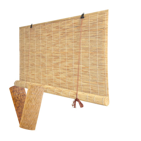 Outdoor Bamboo Roller Shades for Patio Roll Up Shade Waterproof Reed Roller Blinds Shade with Lift,Porch Privacy Translucent Roller Blinds,Waterproof Anti-UV Breathable Reed Curtains,Easy to Install Yhzeokm