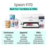 Epson Surecolor F170 Sublimation Starter Kit – Printer with CMYK Ink Set, Design Pack, 10 Sublimation Tumbler Pack, Sublimation Paper, Tape – Perfect for Beginners & Small Business makerflo