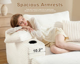 Busaurus 62" Oversized Chaise Lounge Chair Indoor, Fluffy Corduroy Upholstered Boneless Couch, Convertible Sleeper Sofa Bed & Reading Chair, Cloud Sofa Couches for Living Room, No Assembly, Beige Busaurus