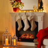 Staymoment Wooden Decorative Candle Lanterns Set of 2, Indoor Rustic Hanging Candle Holder for Centerpiece Mantle Shelf Porch, 12" & 16" Farmhouse Home Decor Wedding Table Decoration, Brown Staymoment