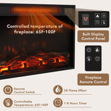 Furniwell Fireplace TV Stand for 65 Inch TV, Media Entertainment Center Console Table with 26" Electric Fireplace, Farmhouse TV Stand with Storage Cabinet for Living Room (Natural) Furniwell