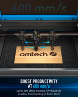 OMTech 80W CO2 Laser Engraver with LightBurn and Water Chiller, 20"x28" Laser Engraving Cutting Machine with Autolift 4 Way Pass Air Assist, Commercial Laser Cutter OMTech
