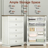 REDAYFUR Chest of Drawers, Double Anti-tip, 5 Drawers Dresser, Dresser Organizer for Bedroom, Living Room, Hallway, White REDAYFUR