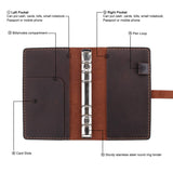 Genuine Leather Journal Writing Notebook, A6 Ring Binder Refillable Diary Notepads, Vintage Handmade Travel Organizer Agenda for Men Women - Coffee Robrasim