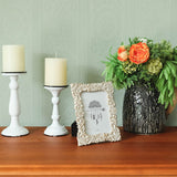 NIKKY HOME Farmhouse Boho Style Floral Picture Frame 4x6 Rustic Resin Photo Frame with Distressed White Finish, High Definition Glass for Table Top Display NIKKY HOME