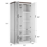 ModernMate Armoire Wardrobe Closet, 72" Tall Wood Cabinets with 4 Doors, Clothing Storage Closet Wardrobe with Adjustable Shelves, Hanging Rod, White Cabinet for Dressing Bedroom Living-Room ModernMate