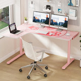 EUREKA ERGONOMIC Pink L Shaped Gaming Desk, 60 Inch Large Home Office Corner PC Computer Table Study Writing Modern Workstation Girls Female Gifts L60 w Mouse Pad Cable Management, Space Saving, Left EUREKA ERGONOMIC