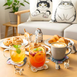 Snuvid Diamond Art Painting Coasters Kits, 8Pcs Cat Butt Coaster with Holder for Adults, Non-Slip DIY Dot Paint Craft Kits, Funny Cat Lover Gifts for Women Snuvid