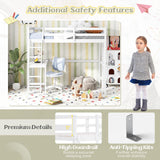 KOMFOTT Solid Wood Twin Loft Bed with Integrated Study Desk and Dual Ladders - Space-Saving Design for Teens and Adults (White) KOMFOTT