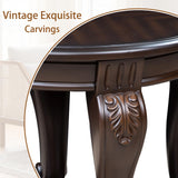 LKTART Oval Coffee Tables for Living Room, Wood Traditional Coffee Table with Elegant Carved Legs and Open Shelf, Vintage Farmhouse Tea Table, Easy Assembly,Espresso LKTART