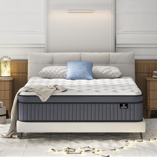 King Size Mattress, Upgrade Strengthen 14 Inch Firm Hybrid King Mattress in a Box, Mattress King Size With Memory Foam and Independent Pocket Springs, Strong Edge Support, Release Pressure