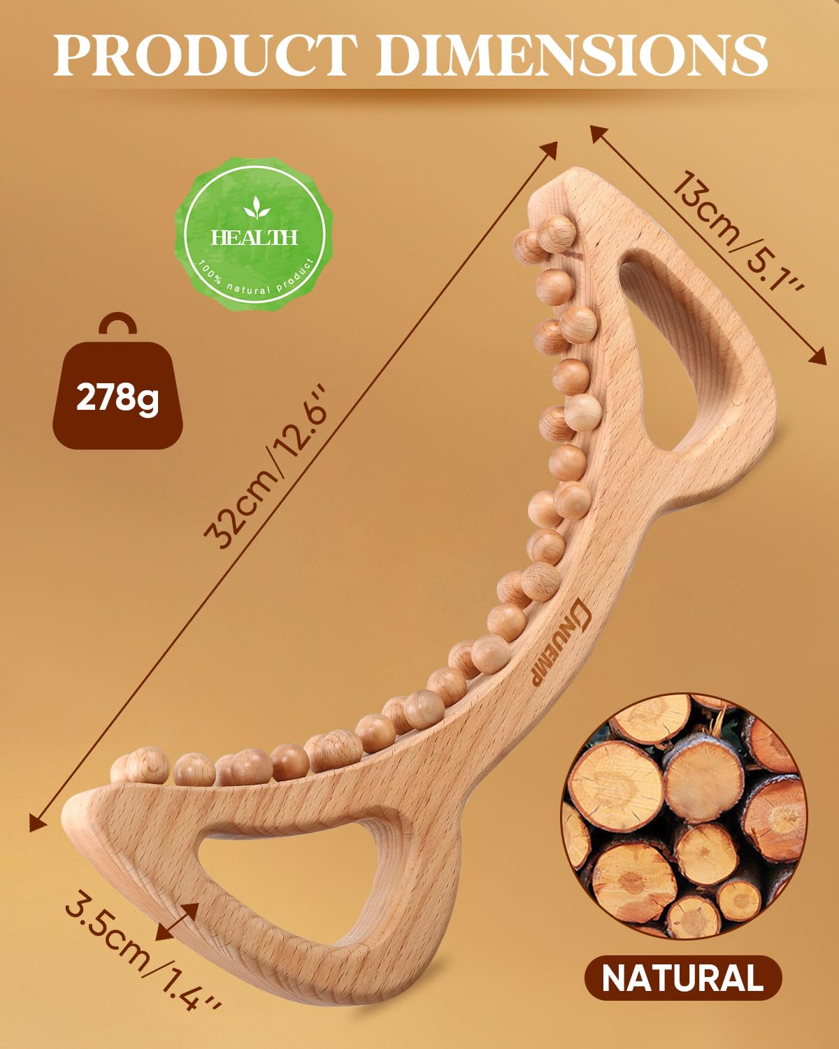 ONUEMP Wood Therapy Massage Tools, Cellulite Massager Body Slim Brush, Maderoterapia Kit Colombiana for Lymphatic Drainage, Body Sculpting, Myofascial Release, Deep Tissue ONUEMP