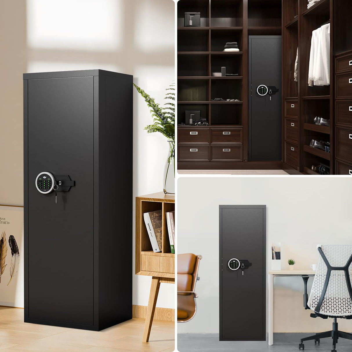 Riflewell 6-10 Gun Rifle Safe, Digital Keypad Large Unassembled Gun Safes for Rifle and Shotgun, Rifle Safe with Backlit Keypad & Dual LED Light, Removable Shelves & Adjustable Ammo Box Riflewell