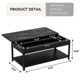 SmartEdge Coffee Table with Gun Safe with Biometric Lock, Lock Storage Table Designed for Firearms and Wine, Hidden Gun Storage for Jewelry Money Rifles Pistols and Ammo (Black Marble Wood) SmartEdge