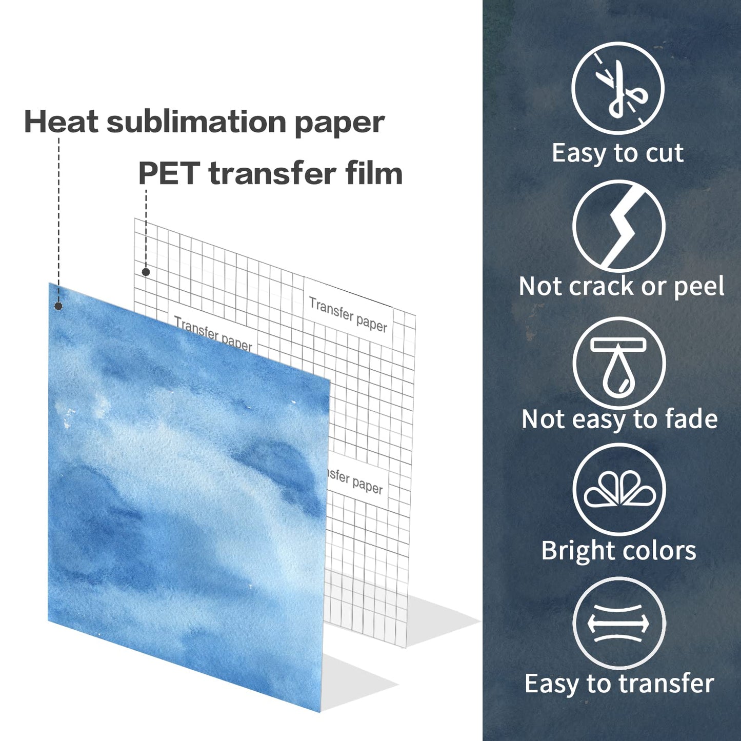 Transfer Sheets-Watercolor Sublimation Paper, Transfer Paper for Blank T-Shirts Cup Coasters Mug,8pcs/Set, 12"x12"