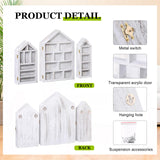 DoubleFill Set of 3 Shadow Cubby Boxes Wooden Display Shelf 10 x 15 Inch Large Wall Mounted Display Storage Shelves for Mini Figures Curio Trinket Medals Crafts Collections(Antique White,House Shape) DoubleFill