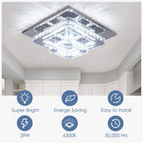 CXGLEAMING Modern LED Chandelier Crystal Ceiling Light Fixture Square Mini Pendant Lamp Flush Mount Ceiling Light for Bedroom Hallway Bathroom Living Room CXGLEAMING