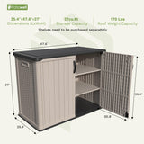 Patiowell 26 cu.ft Plastic Outdoor Storage Shed, Lockable Waterproof Resin Outdoor Storage Cabinet Tool Shed for Garden Tools, Garbage Cans, Pool Supplies, Beige(Not Include Shelves) Patiowell