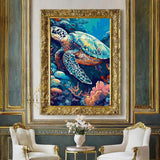MIRCVSH Sea Turtle Paint by Numbers for Adults - Paint by Number with Frame,DIY Paint by Number with Wooden Frame Easy Acrylic on Canvas 12x16 in (Include Framed) MIRCVSH