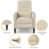 Yaheetech Fabric Recliner Chair Mid-Century Modern Recliner Adjustable Single Recliner Sofa with Thicker Seat Cushion Tufted Upholstered Sofa with Pocket Spring for Living Room Bedroom Beige Yaheetech