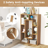 Tangkula 35.5” Geometric Bookshelf, Freestanding Wood Open Bookcase with 7 Cubes, Anti-Toppling Devices, Home Office Décor Rectangular Storage Shelf Display Rack for Study Living Room (1, Natural) Tangkula