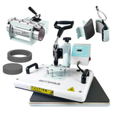 BetterSub Combo 5 in 1 12‘’ x15‘’ Heat Press Machine for T-Shirt 20/30oz Tumbler Heat Press Hat Plate Cap Printing Heat Transfer Digital Industrial-Quality Sublimation Machine 360 Degree Swivel Teal BetterSub