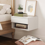 Nathan James Jackson Modern Floating Bedside Nightstand with Drawer, 1, White Nathan James