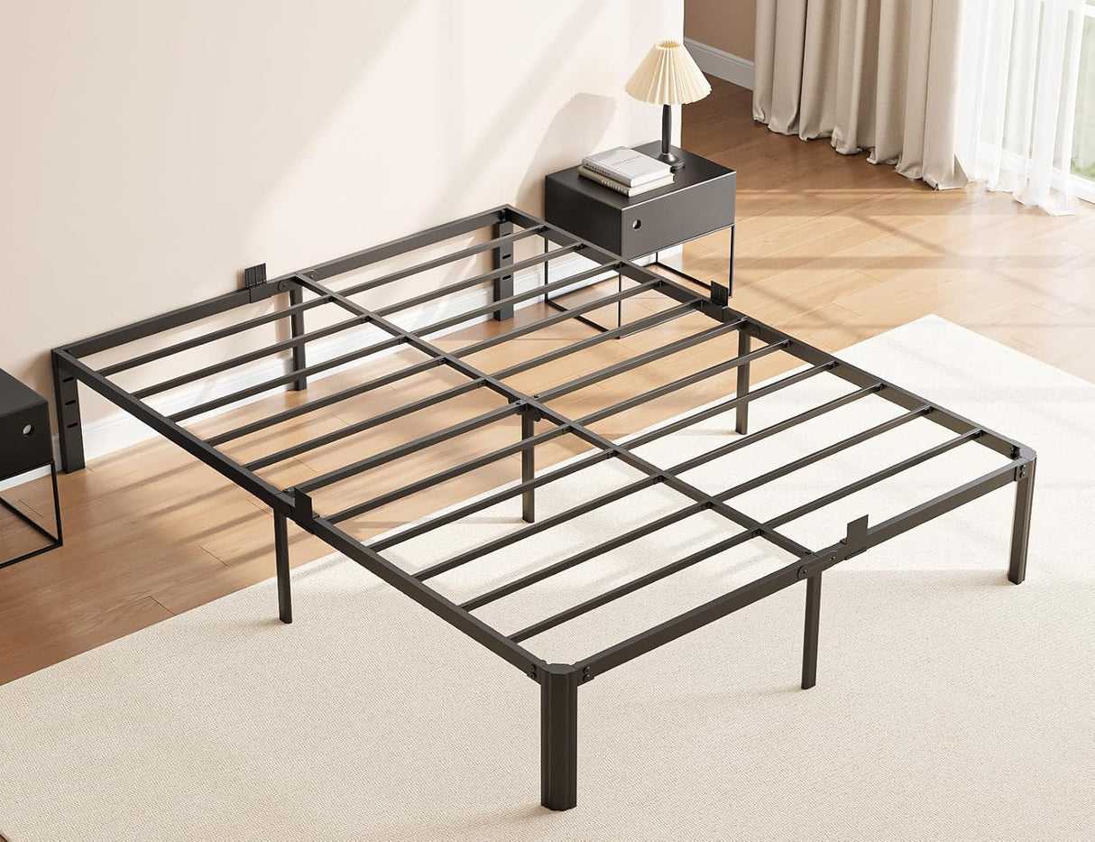 XUKIL 14 Inch Metal Bed Frame King Size, 3000Lbs Heavy Duty Balck Platform King Size Bed Frame with Round Corner Legs, Mattress Slide Stopper, No Box Spring Needed, Easy Assembly XUKIL