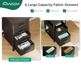 AODK 66" L Shaped Computer Desk, 113“ Reversible Home Office Desk with File Cabinet & 4 Fabric Drawers, Two Person Desk with LED Lights & Power Outlet, Corner Gaming Desk with Monitor Shelf, Black AODK