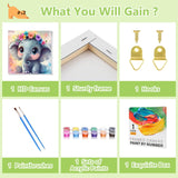 Reivworl Paint by Numbers Kit for Kids with Frame and Easel, Elephant Paint by Number Kids Age 5-8-12, Paint by Numbers Gifts and Home Decor (8X8 Inch) Reivworl