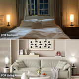 Fenmzee Bedside Table Lamps Set of 2-3 Color Temperatures Pull Chain Lamp with AC Outlet Charging Port, Small Round Night Stand Lamps for Bedroom Guest Room Office, Bed Side Light with E26 LED Bulbs Fenmzee