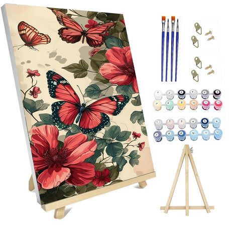 hyzsj Paint by Number for Adults Framed Canvas, DIY Butterfly Arts and Crafts for Adults Beginner with Wooden Easel, Paint Brushes, Acrylic Paint Set for Home Wall Decor（11.8x15.7inch hyzsj