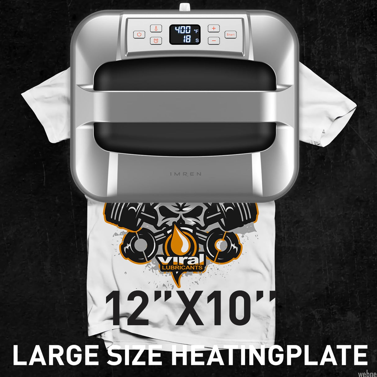 IMREN Heat Press Machine, 12" x 10" Portable Heat Press for T Shirts and Hoodies,Heat Transfer for Sublimation,Vinyl,Heat Transfer Project, Heat Press Machine Up to 410℉(210 ºC) - Black Imren