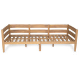 Christopher Knight Home Kavets 76.25'' W Outdoor 3 Seater Sofa with 5" Cushion, Acacia Wood Patio Sofa, Modern Slat Panel Bench, Spacious Seating Couch for Backyard Garden Porch, Light Teak+Beige Christopher Knight Home