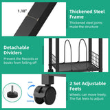 Kalrin Small Side Table, 3 Tier Moveable Small End Table, Record Player Stand with Records Shelf, Tall Nightstand for Bedroom, Living Room, Sofa, Office, Bathroom (Pure Black) Kalrin