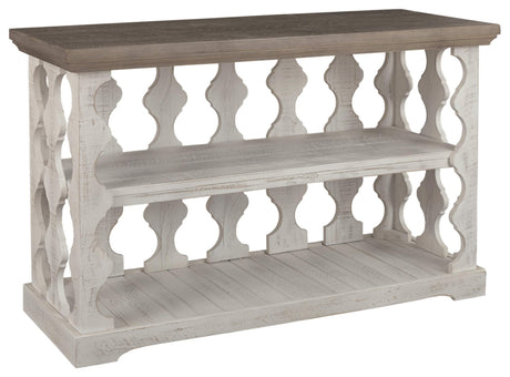 Signature Design by Ashley Havalance Farmhouse Sofa Table with 2 Fixed Storage Shelves, Gray & White with Weathered Finish Signature Design by Ashley