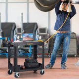 ELAFROS Heavy Duty Plastic Utility Cart, 37 x 18.8 in, Flat Top, Swivel Wheels, 550 lbs Capacity, Black ELAFROS