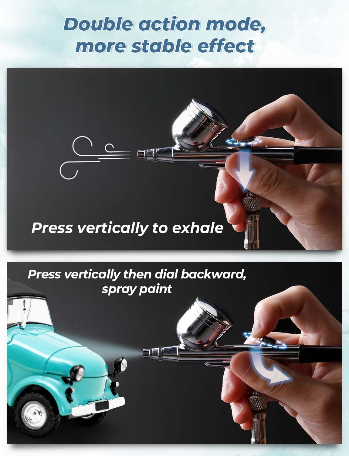 Oasser Airbrush Kit with Air Compressor, Dual Action 40 PSI 10.5 L/min Airbrush Set Gun, Air Brush for Nails, Makeup, Model, DIY Oasser