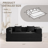 YINIX Foldable Sofa Bed, 81'' Folding Floor Couch, Compressed Convertable Sleeper Sofa, Memory Foam Couch with Pillow Back Support Armrest, 4-in-1 Futon Sofa Bed for Living Room, Black YINIX
