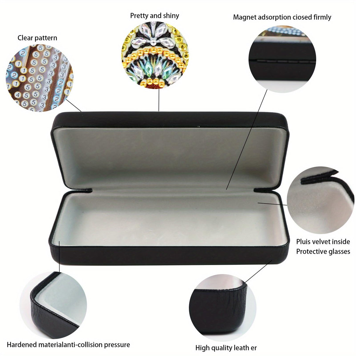 MVVMTOP 5D Diamond Art Painting Eye Glass Case, DIY cat, Glasses Storage Box Diamond Painting Sunglass Case for Adults Handmade Diamond Art for Art Craft Gift Travel Sunglass Eyeglasses MVVMTOP