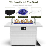 LayinSun 9 Pieces Modern Aluminum Patio Furniture Set with Fire Table, Outdoor Modular Sectional Conversation Set L-Shaped Sofa for Backyard LayinSun