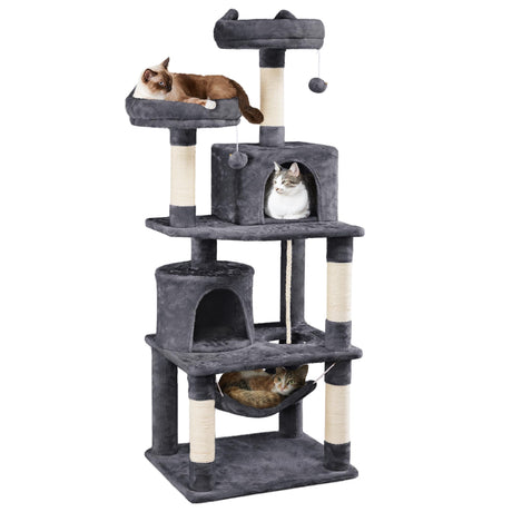 Yaheetech 62.2inches Cat Tree Cat Tower Cat Condo with Platform & Hammock, Scratching Posts for Kittens Pet Play House with Plush Perch for Indoor Activity Relaxing Yaheetech