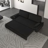 CAPCAEK 70.1" Queen Pull Out Sofa Bed, Pullout Sofabed, 3 in 1 Convertible Sleeper Couch, Velvet Loveseat Futon with 2 Soft Pillows for Living Room, Apartment, Small Space (Black, 70.1'') CAPCAEK